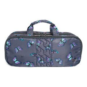 Lug Flatbed Slim Cosmetic Case in Butterfly Grey, Lightweight, Foldable with Mul